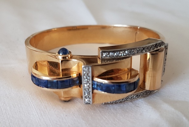 bracelet or diamant saphir année 60